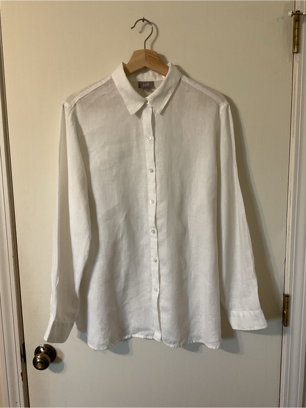 J. Jill 100 % Linen Easy Button Front  Shirt Blouse Top Capsule Size M Medium - Picture 2 of 13